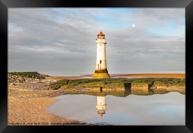 Reflection of Newbrighton Lighthouse Framed Print by chris hyde