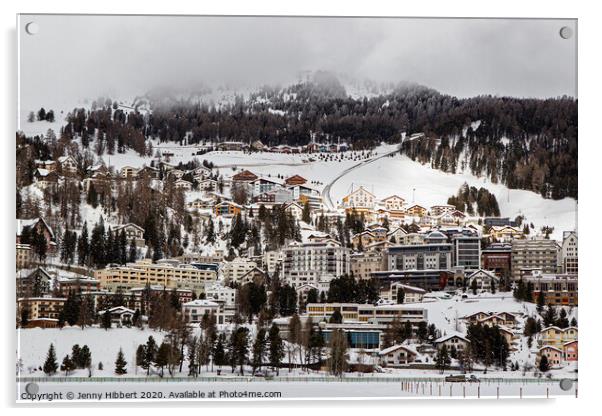 St Moritz, Switzerland Acrylic by Jenny Hibbert