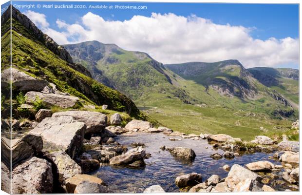 Looking Across a Mountain Stream in Snowdonia Canvas Print by Pearl Bucknall