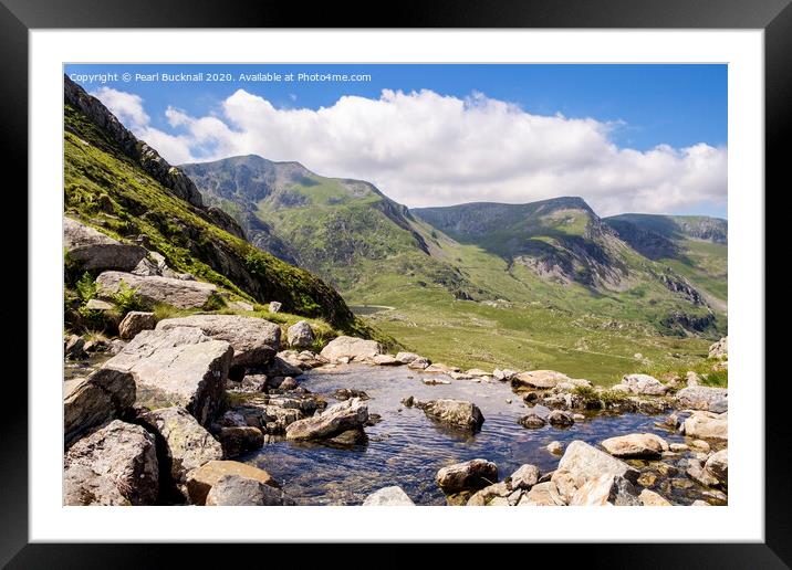Looking Across a Mountain Stream in Snowdonia Framed Mounted Print by Pearl Bucknall