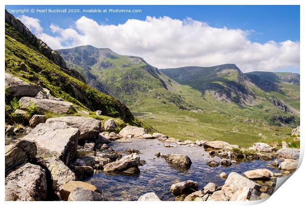 Looking Across a Mountain Stream in Snowdonia Print by Pearl Bucknall