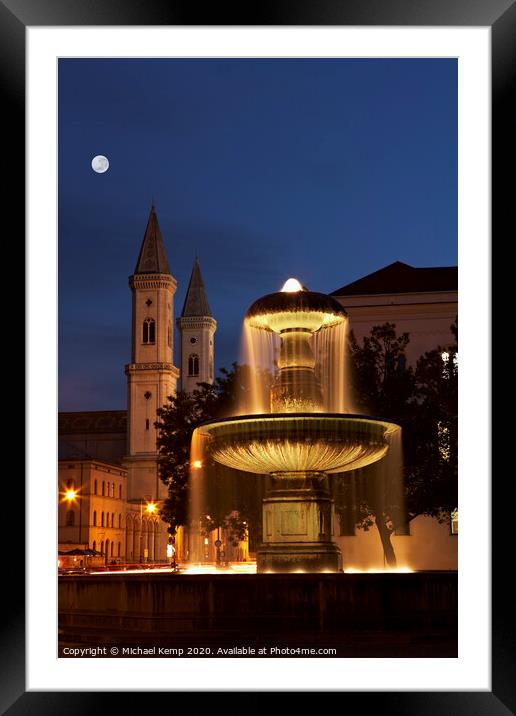 Glowing Fountain Framed Mounted Print by Michael Kemp