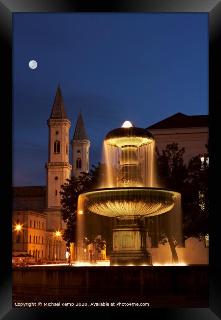 Glowing Fountain Framed Print by Michael Kemp