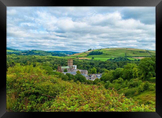 Buckfast Abbey from a nearby hill near Buckfastleigh, Devon,  Framed Print by Peter Bolton