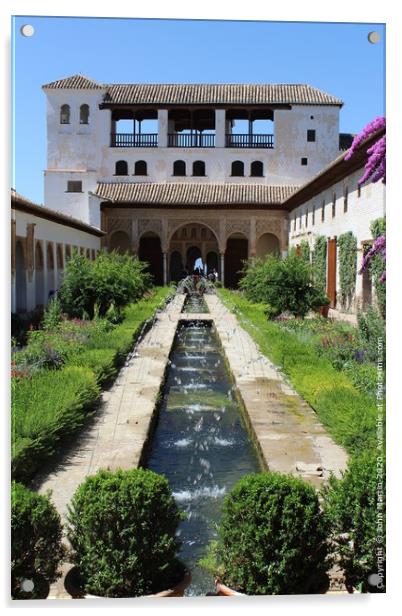 The Alhambra Palace water garden Acrylic by John Martin
