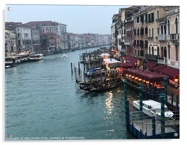 The Gand Canal, Venice Acrylic by John Martin