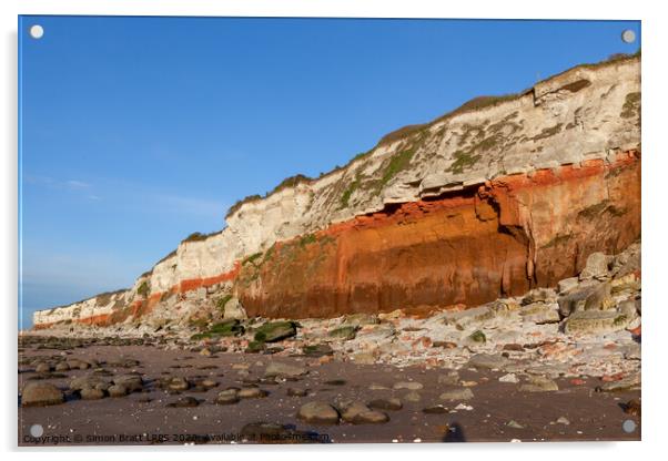 Red rock cliffs in Hunstanton Norfolk UK Acrylic by Simon Bratt LRPS