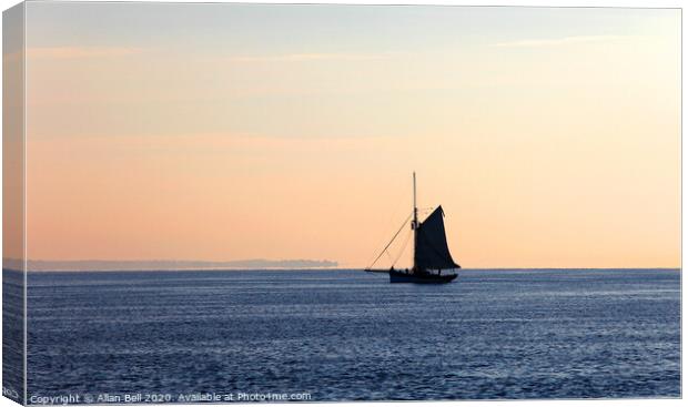 Sloop Silhouette Early Morning Canvas Print by Allan Bell