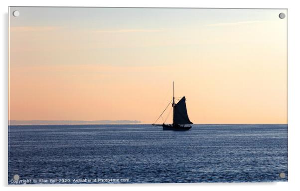 Sloop Silhouette Early Morning Acrylic by Allan Bell