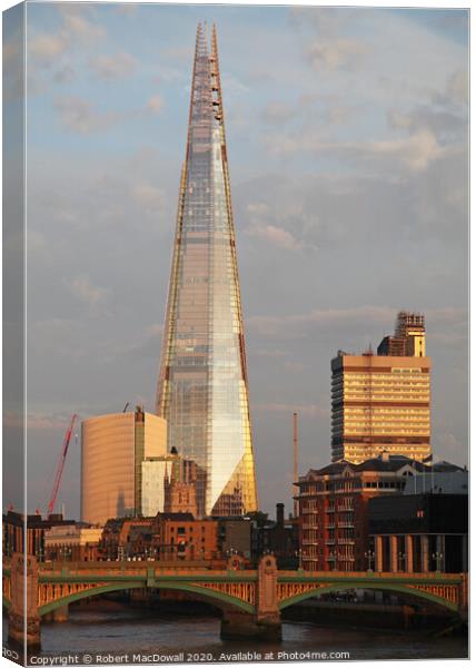 Evening view of The Shard, London Canvas Print by Robert MacDowall