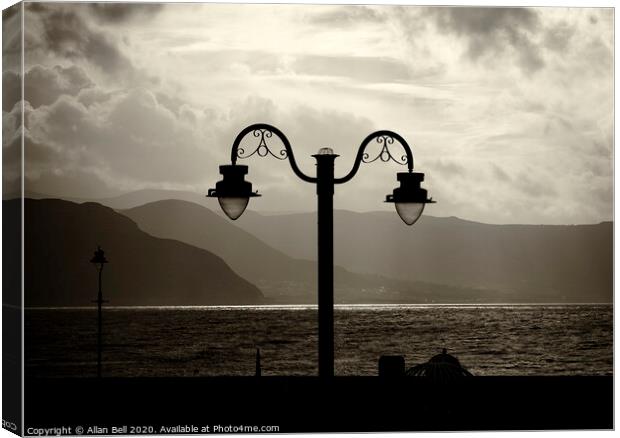Conwy Bay Silhouetted Lamp Post Canvas Print by Allan Bell