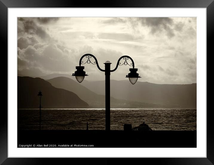 Conwy Bay Silhouetted Lamp Post Framed Mounted Print by Allan Bell