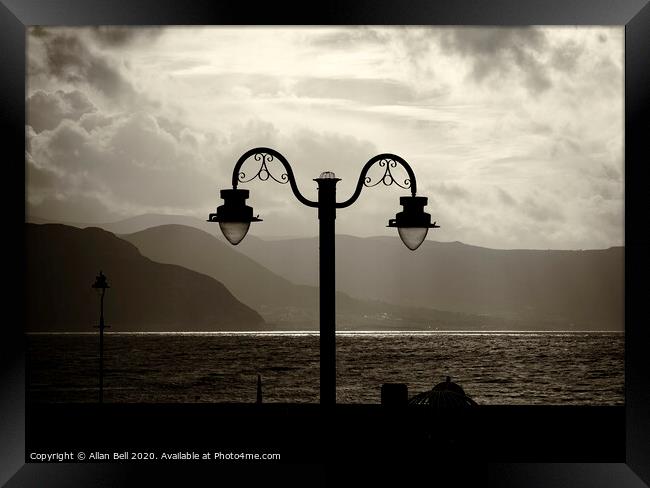 Conwy Bay Silhouetted Lamp Post Framed Print by Allan Bell