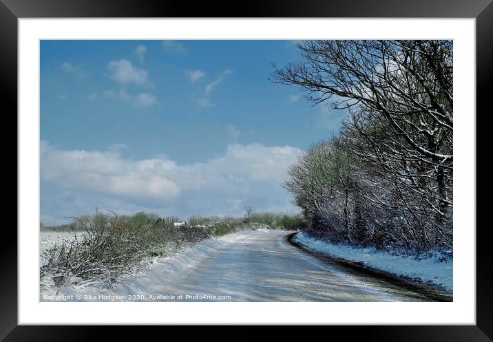 Winters day, Horsedowns Road, Cornwall Framed Mounted Print by Rika Hodgson
