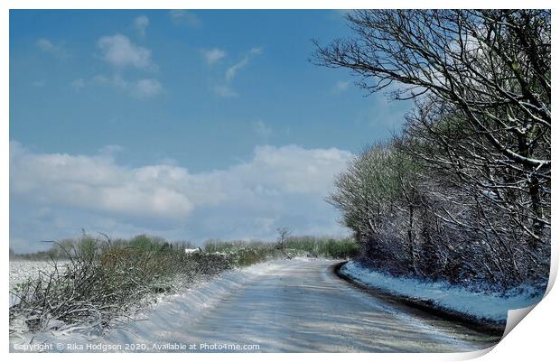 Winters day, Horsedowns Road, Cornwall Print by Rika Hodgson