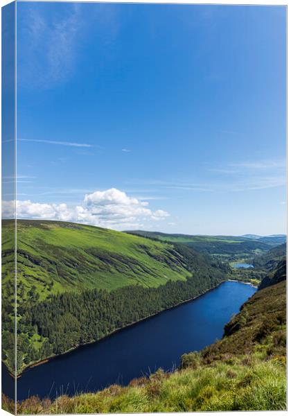 Glendalough valley and Upper lake, Wicklow, Irelan Canvas Print by Phil Crean