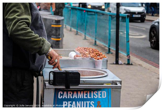 Caramelised peanuts stand  Print by Julia Janusz