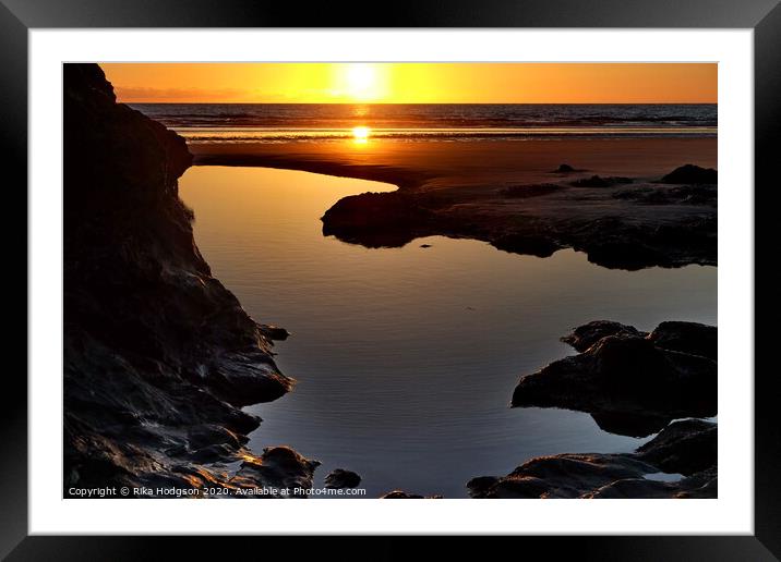 Golden Puddle, The Bluff, Hayle, Cornwall, England Framed Mounted Print by Rika Hodgson