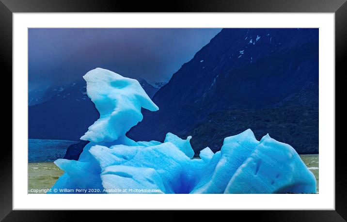 Blue Dragon Iceberg Grey Lake Torres del Paine National Park Chi Framed Mounted Print by William Perry