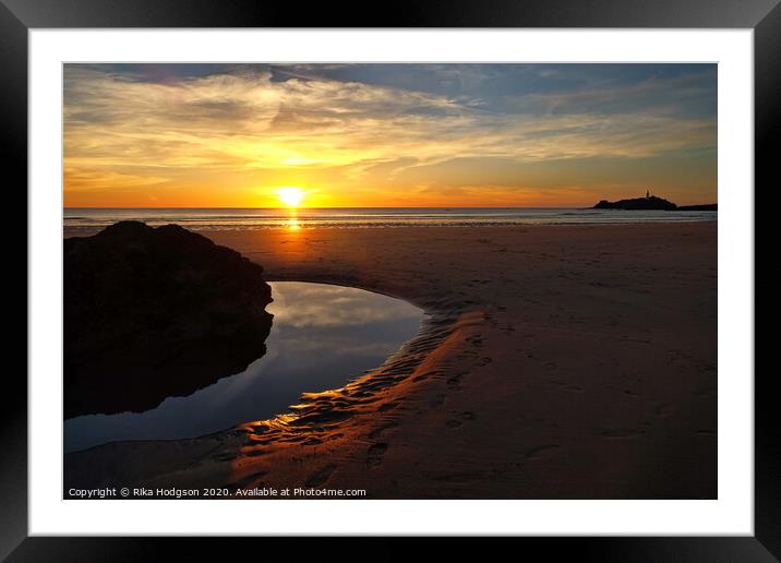 Golden Puddles, the Bluff, Hayle beach, West Cornw Framed Mounted Print by Rika Hodgson