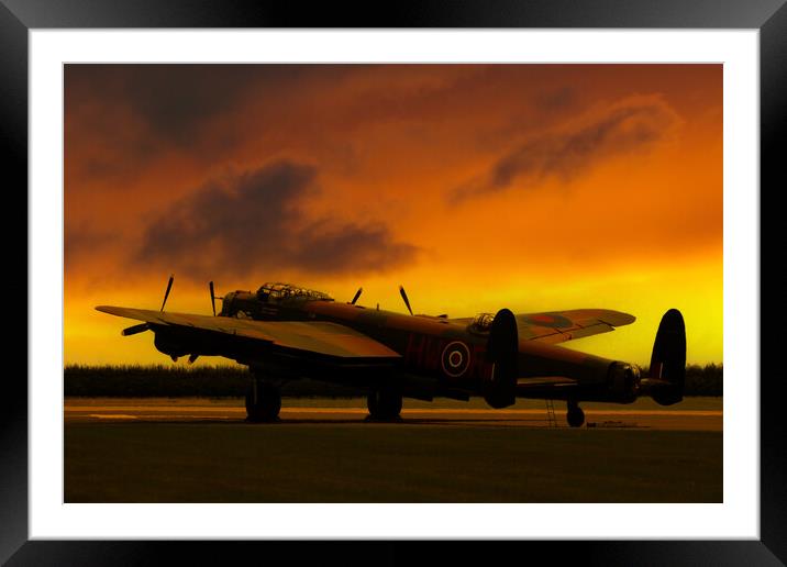 Lancaster Bomber Sunset Framed Mounted Print by Oxon Images