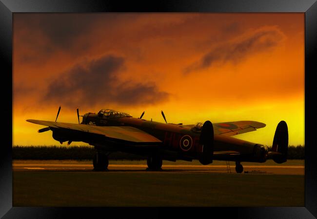 Lancaster Bomber Sunset Framed Print by Oxon Images