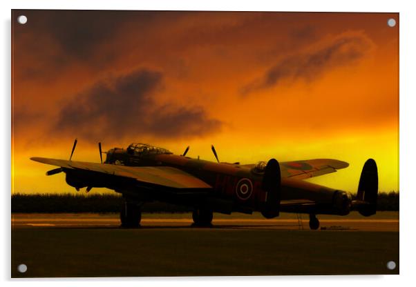 Lancaster Bomber Sunset Acrylic by Oxon Images