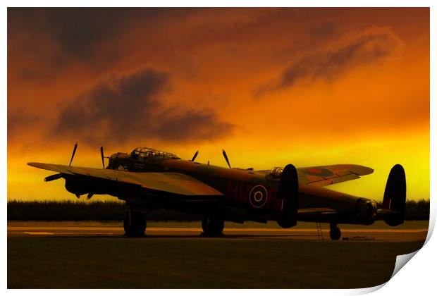Lancaster Bomber Sunset Print by Oxon Images