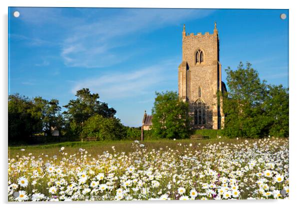 St Mary Wiveton Norfolk Acrylic by Jim Key