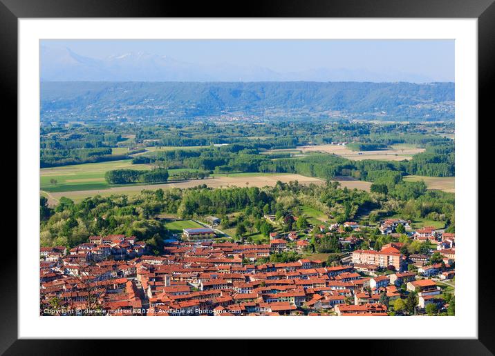 panoramic view of the municipality of Caravino, It Framed Mounted Print by daniele mattioda