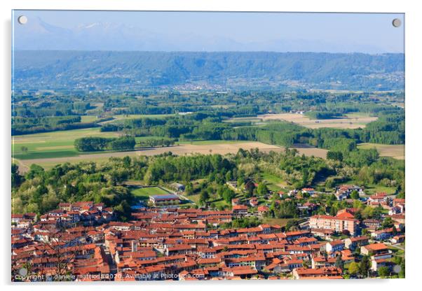 panoramic view of the municipality of Caravino, It Acrylic by daniele mattioda