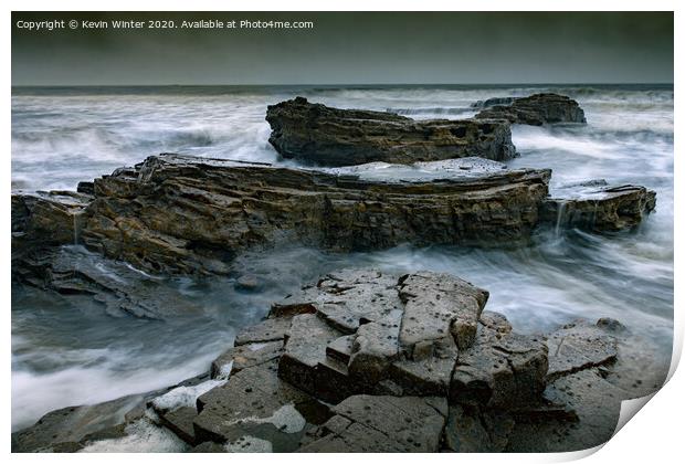 Rocks in Marsden Bay Print by Kevin Winter