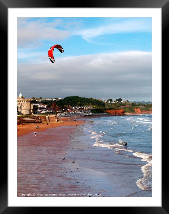Kite Surfing Framed Mounted Print by Stephen Hamer