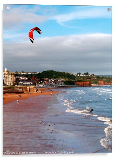 Kite Surfing Acrylic by Stephen Hamer
