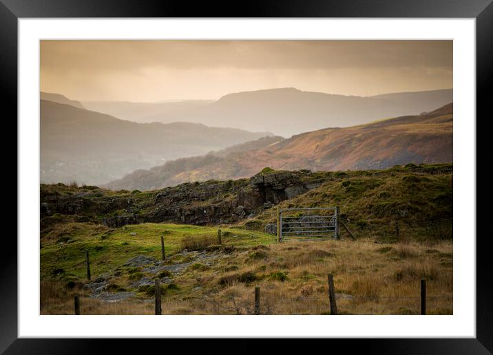 The mountains in South Wales Framed Mounted Print by Leighton Collins