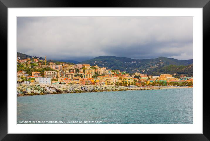 panoramic view of the bay of the city of Varazze(I Framed Mounted Print by daniele mattioda