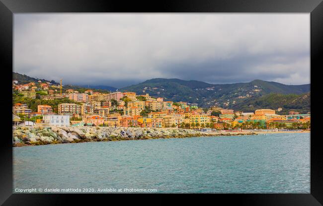 panoramic view of the bay of the city of Varazze(I Framed Print by daniele mattioda