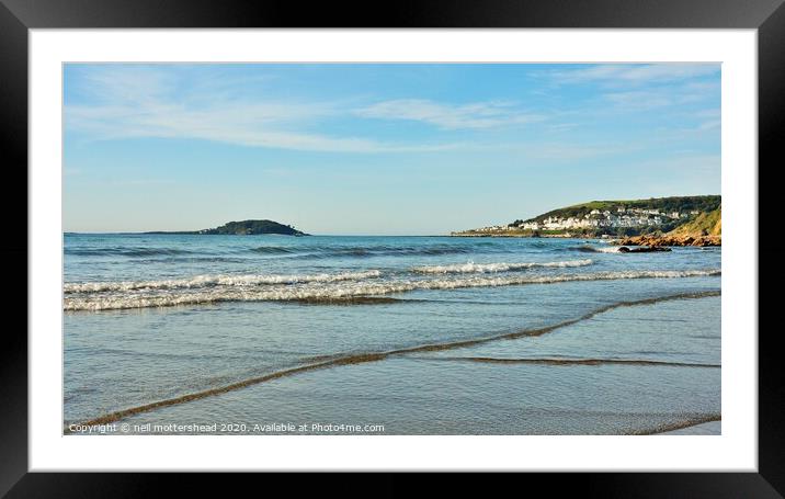 Looe & St George's Island From Millendreath Beach. Framed Mounted Print by Neil Mottershead