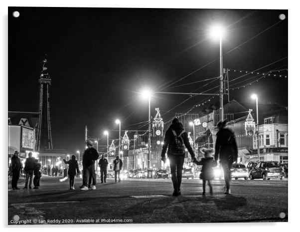 Families Enjoying Blackpool Illuminations  Acrylic by Iain McLeod