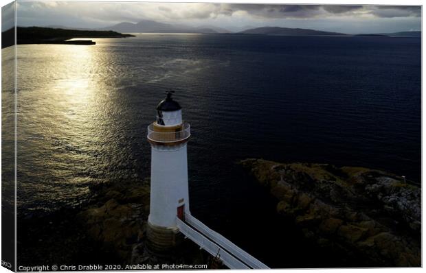 Eilean Ban lighthouse at sunset Canvas Print by Chris Drabble