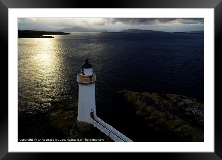 Eilean Ban lighthouse at sunset Framed Mounted Print by Chris Drabble