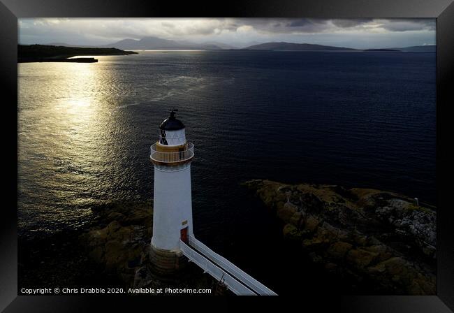 Eilean Ban lighthouse at sunset Framed Print by Chris Drabble