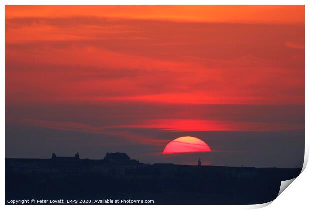 Sunset over Hilbre Island, Wirral Print by Peter Lovatt  LRPS
