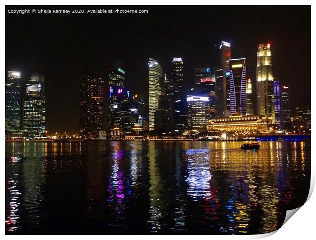 Singapore by night Print by Sheila Ramsey