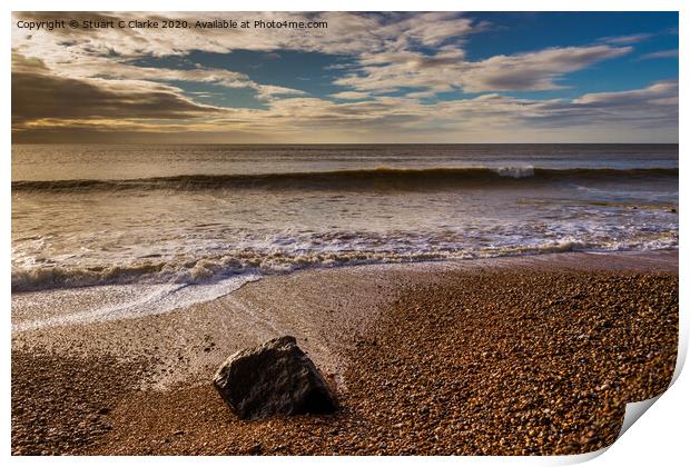 Rock on the beach Print by Stuart C Clarke