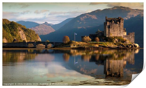 Reflections of Eilean Donan Castle Print by Chris Drabble