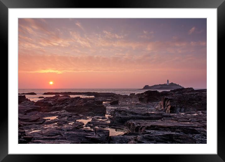Godrevy Lighthouse Cornwall Framed Mounted Print by Graham Custance