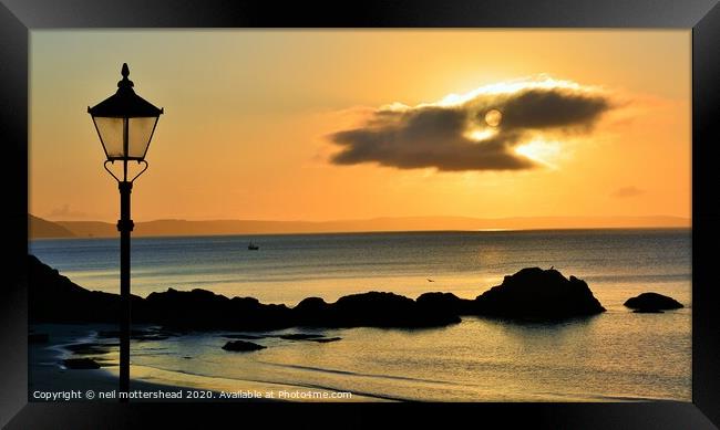 Looe Bay Sunrise. Framed Print by Neil Mottershead