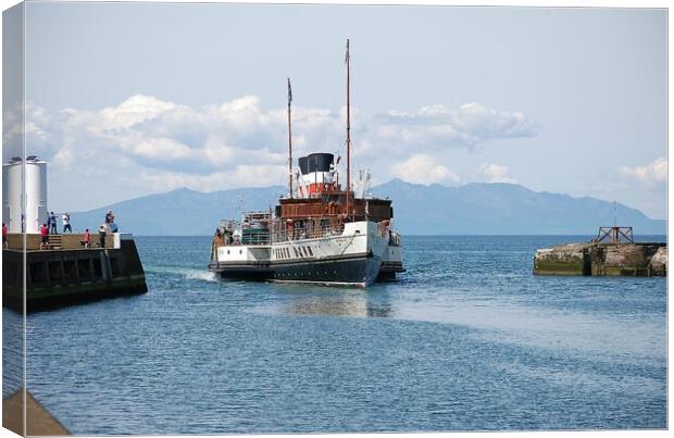 PS Waverley arriving at Ayr Canvas Print by Allan Durward Photography