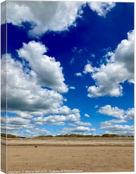 Dramatic sky on Sker beach Canvas Print by Gaynor Ball